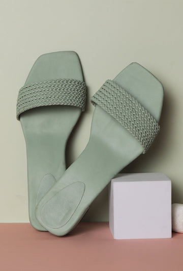 Teal Mint Cruelty Free Leather Heels